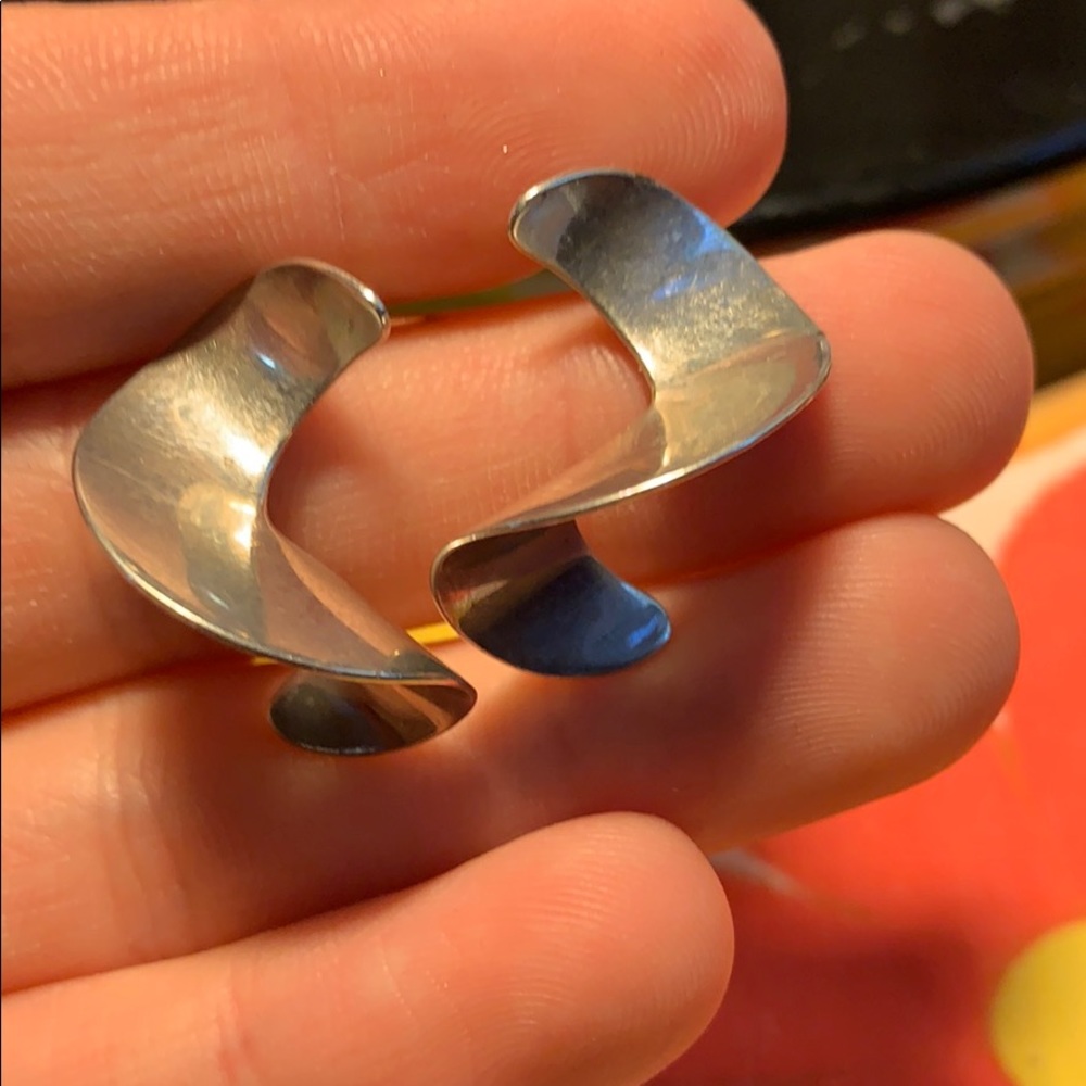 Sterling-Style Modern Silver Twist Clip-On Earrings - Silver